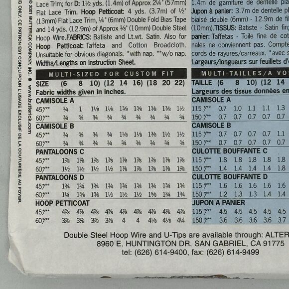 Camisole Pantaloons Hoop Petticoat 18 - 22 Costume Butterick 6884 Sewing Pattern - Picture 7 of 11